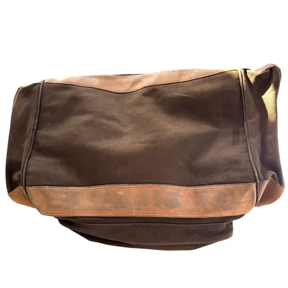 Vintage Cabelas Heavy Canvas Leather Travel Duffle Bag Large Weekender ARCO